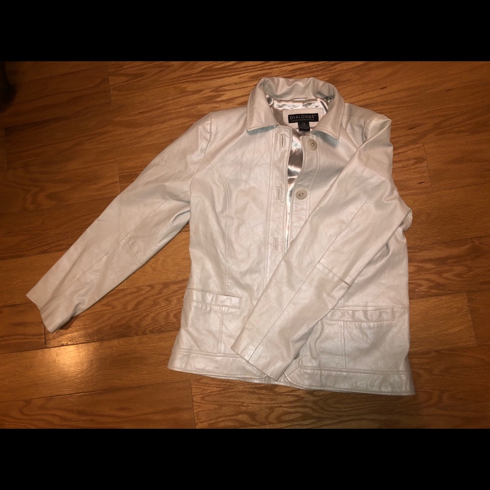 Dialogue white leather jacket